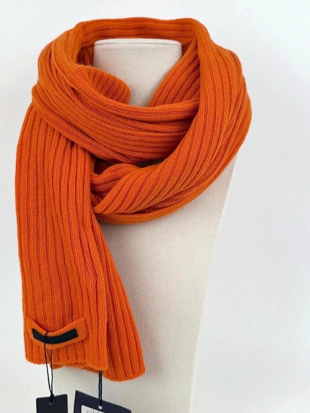 Prada 100% Cashmere Ribbed Knit Scarf – Orange – New With Tags
